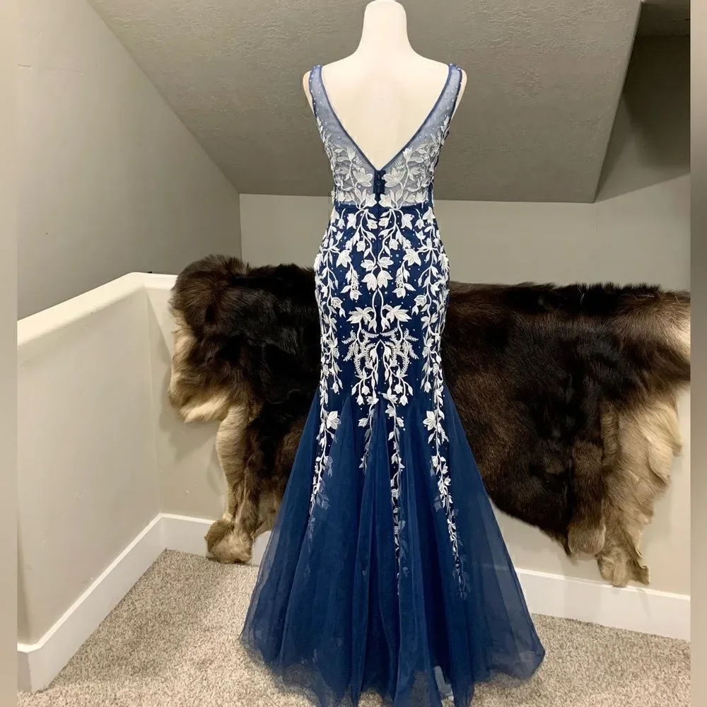 Custom Made Embroidered Lace and Exquisite Beaded  & Sequins Mermaid Gown